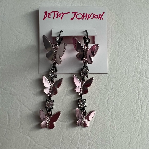 Betsey Johnson Butterfly Linear Earrings - Picture 3 of 4